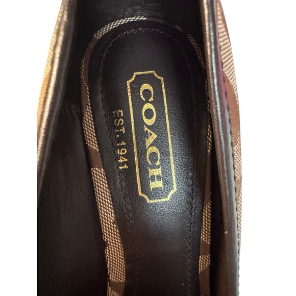 COACH Womens Size 7M Signature Brown Monogram Issy Wedge Platform Heel Shoes - Picture 9 of 11